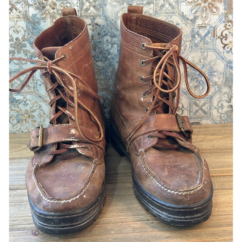 Polo Sport Ralph Lauren Retro Moc Toe Boots Mens 10.5 D Brown